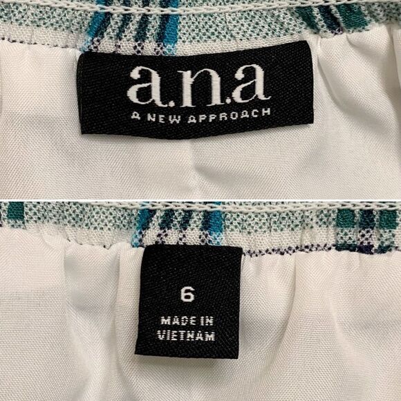 NWT a.n.a Size 6 Green Naples Stripe Faux Wrap Skirt - Picture 10 of 14